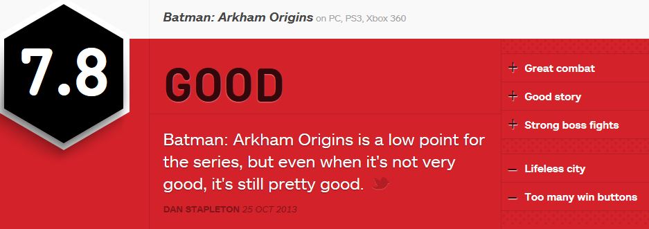 Batman Arkham Origins ביקורות