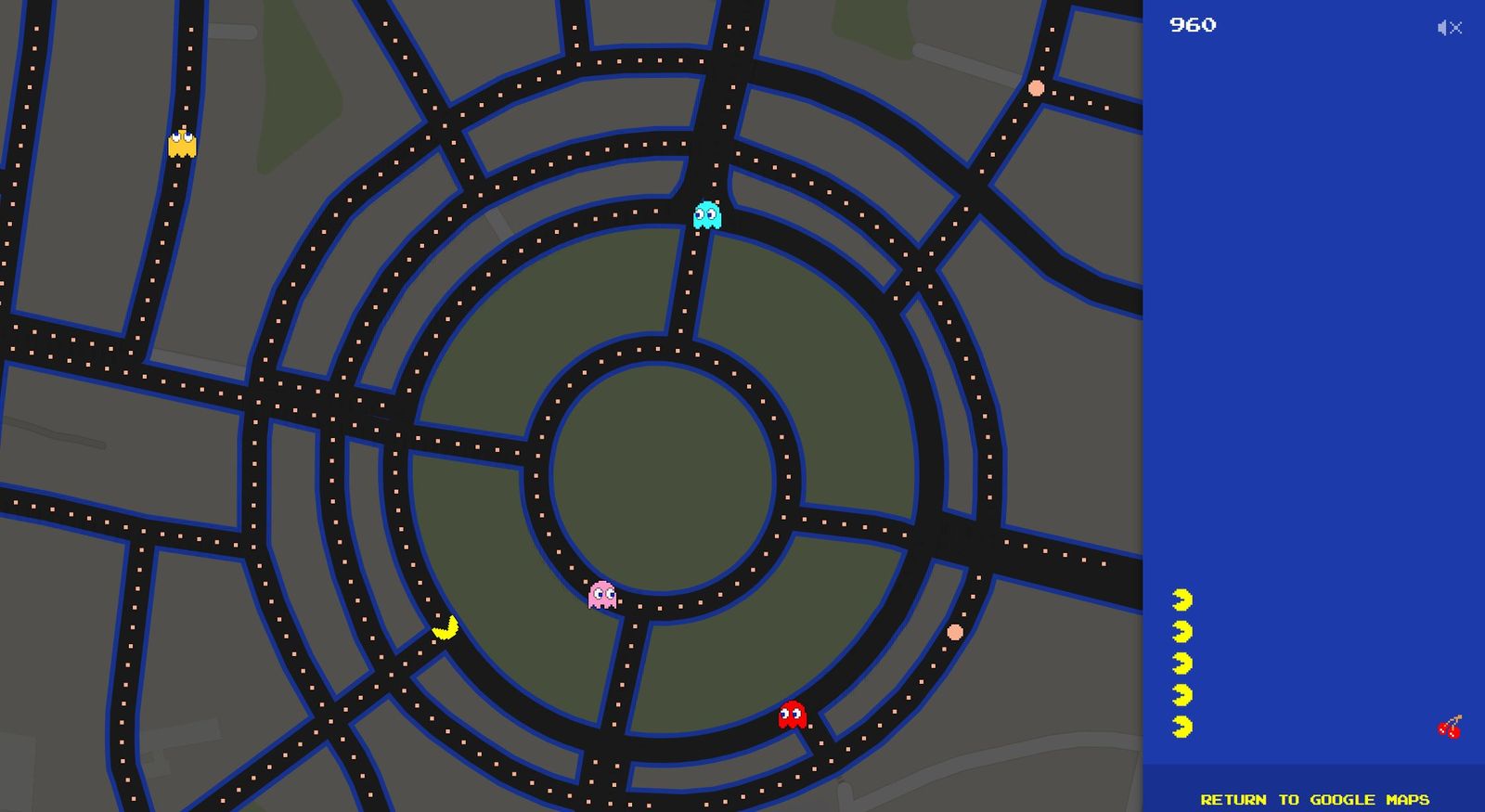 פאקמן גוגל מפות