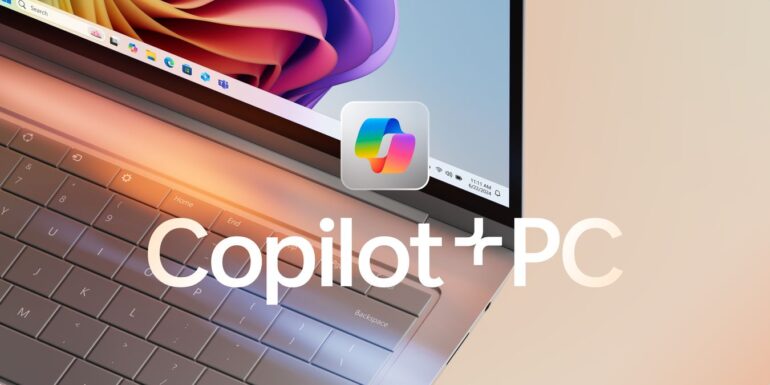 מחשב נייד עם לוגו של Copilot+ PC