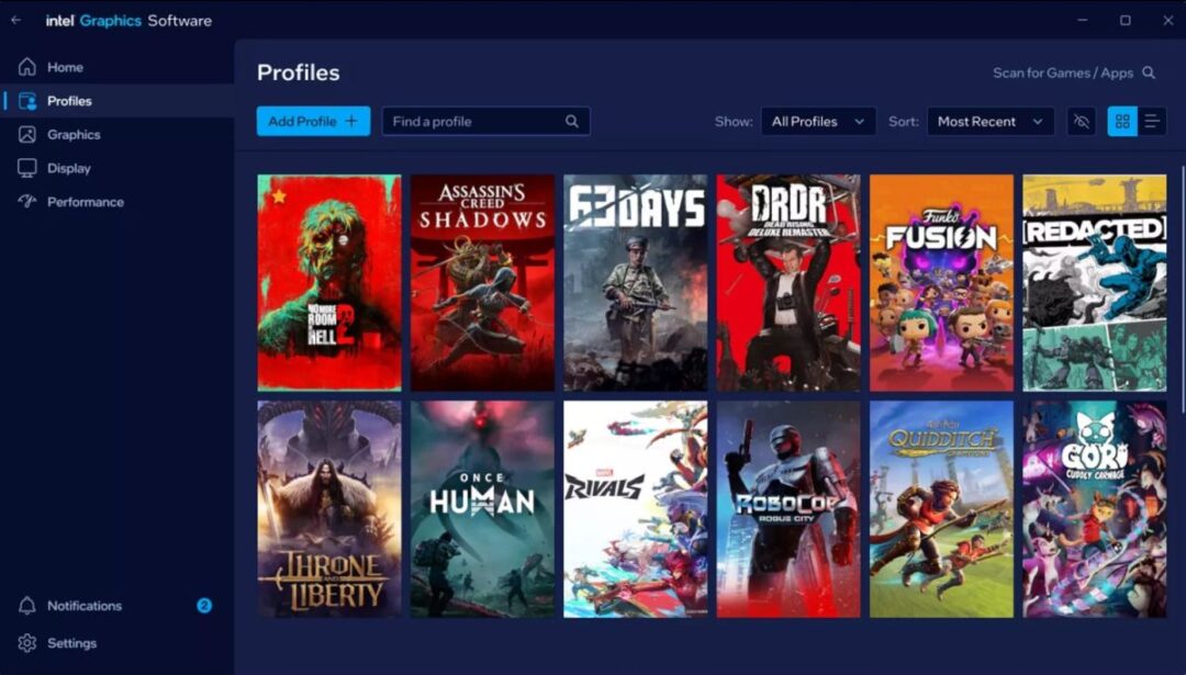 תוכנת אינטל משחקים