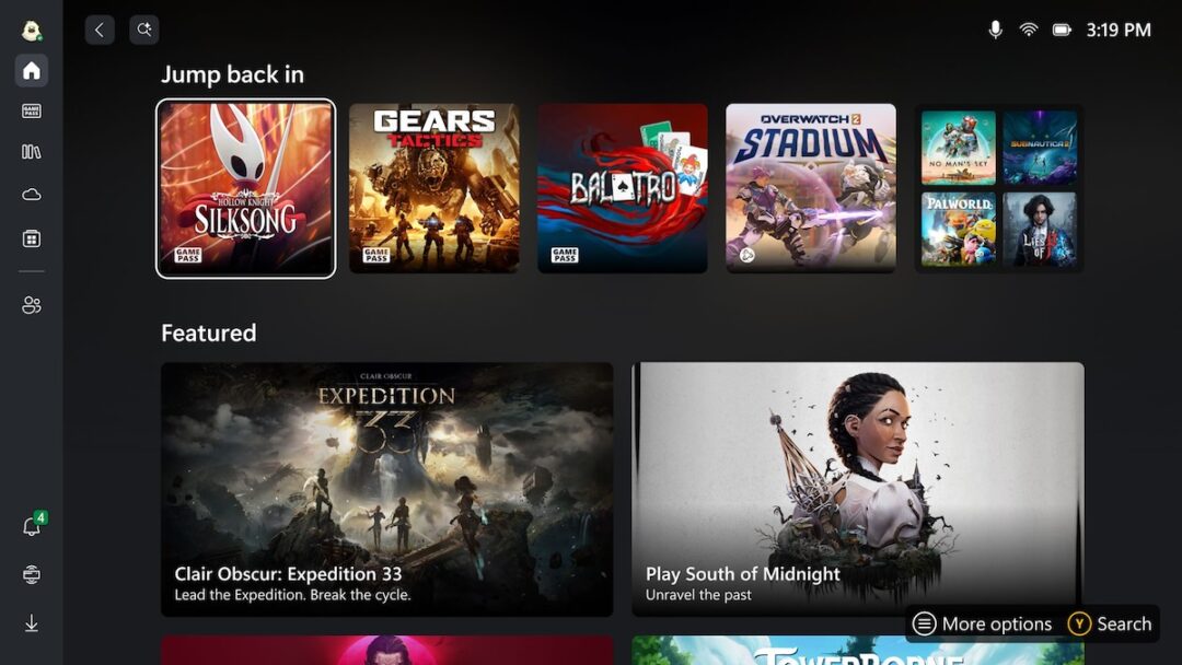 Xbox Ally X עמוד הבית